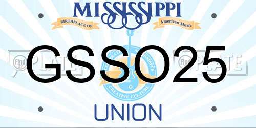 GSSO25 Mississippi License Plate
