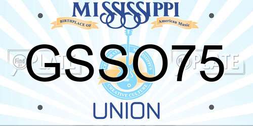GSSO75 Mississippi License Plate