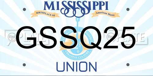GSSQ25 Mississippi License Plate