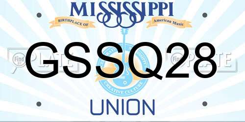 GSSQ28 Mississippi License Plate