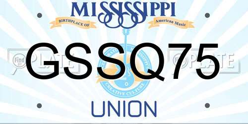 GSSQ75 Mississippi License Plate