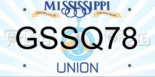 GSSQ78 Mississippi License Plate