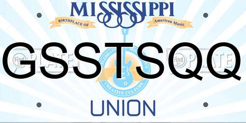 GSSTSQQ Mississippi License Plate