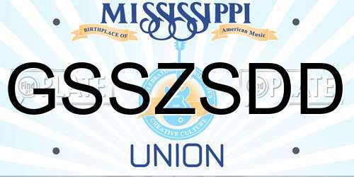 GSSZSDD Mississippi License Plate