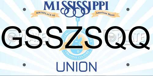 GSSZSQQ Mississippi License Plate