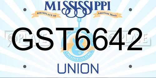 GST6642 Mississippi License Plate