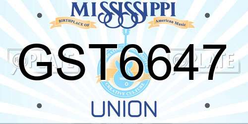 GST6647 Mississippi License Plate