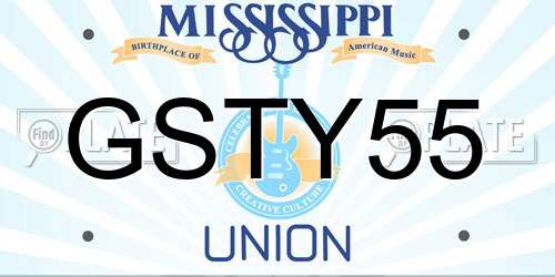 GSTY55 Mississippi License Plate