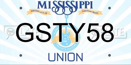 GSTY58 Mississippi License Plate
