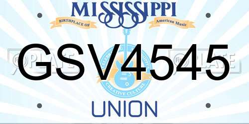 GSV4545 Mississippi License Plate
