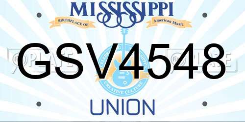GSV4548 Mississippi License Plate