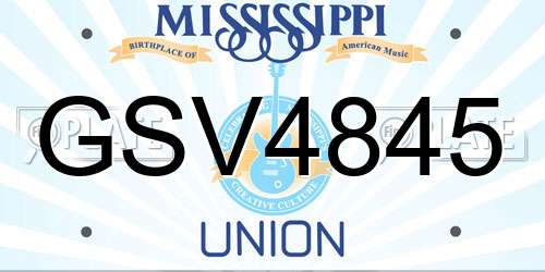 GSV4845 Mississippi License Plate