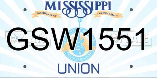 GSW1551 Mississippi License Plate