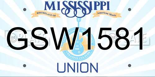 GSW1581 Mississippi License Plate
