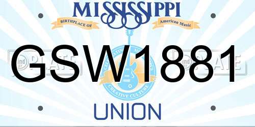GSW1881 Mississippi License Plate