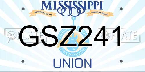 GSZ241 Mississippi License Plate