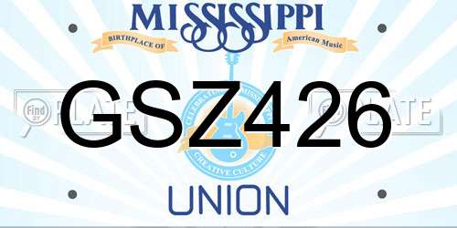 GSZ426 Mississippi License Plate