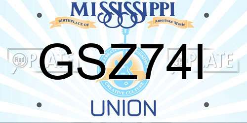GSZ74I Mississippi License Plate