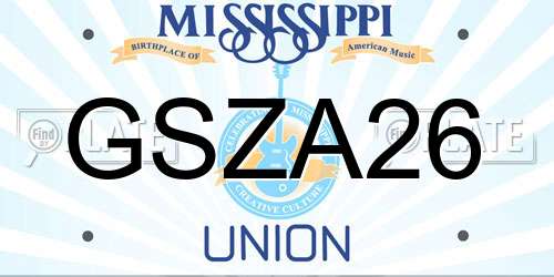 GSZA26 Mississippi License Plate