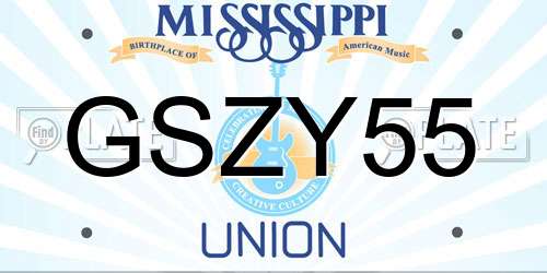 GSZY55 Mississippi License Plate