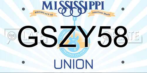 GSZY58 Mississippi License Plate