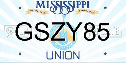GSZY85 Mississippi License Plate