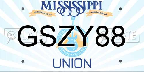 GSZY88 Mississippi License Plate