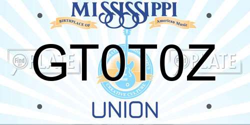 GT0T0Z Mississippi License Plate