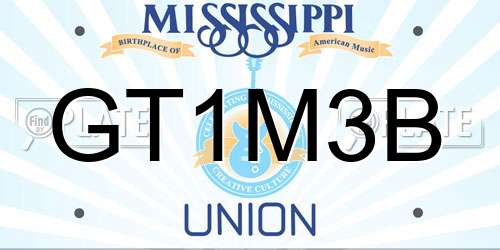 GT1M3B Mississippi License Plate