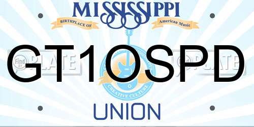 GT1OSPD Mississippi License Plate