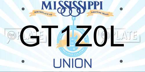 GT1Z0L Mississippi License Plate