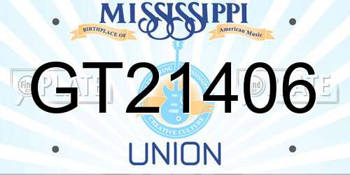 GT21406 Mississippi License Plate