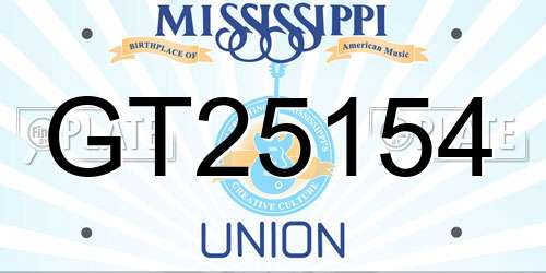 GT25154 Mississippi License Plate