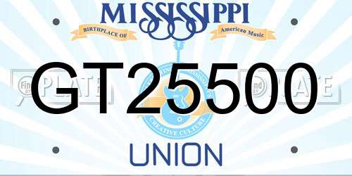 GT25500 Mississippi License Plate