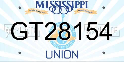 GT28154 Mississippi License Plate
