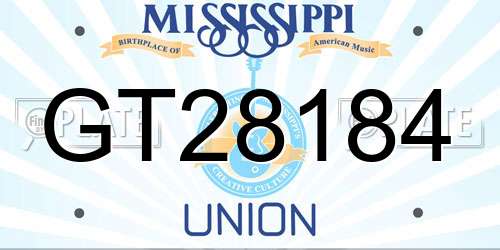 GT28184 Mississippi License Plate