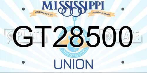 GT28500 Mississippi License Plate