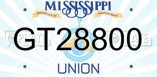 GT28800 Mississippi License Plate