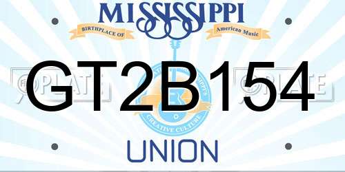 GT2B154 Mississippi License Plate