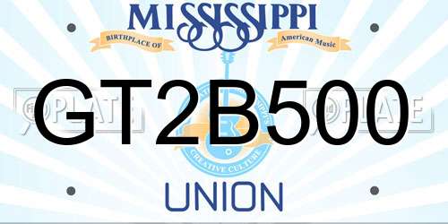 GT2B500 Mississippi License Plate