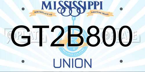 GT2B800 Mississippi License Plate