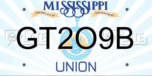 GT2O9B Mississippi License Plate