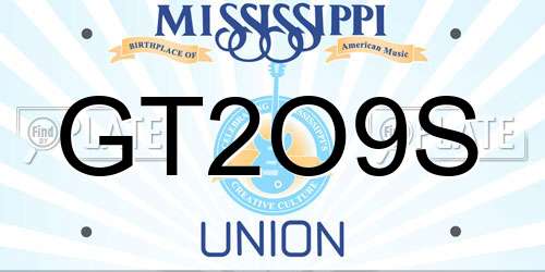 GT2O9S Mississippi License Plate