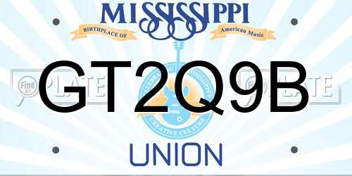 GT2Q9B Mississippi License Plate