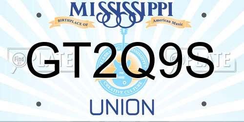 GT2Q9S Mississippi License Plate