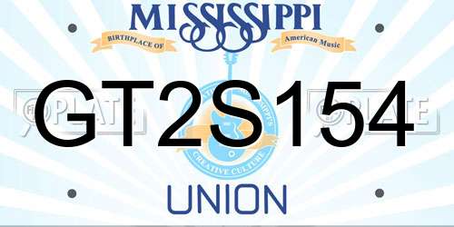 GT2S154 Mississippi License Plate