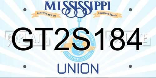 GT2S184 Mississippi License Plate