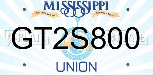 GT2S800 Mississippi License Plate