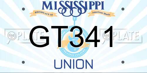 GT341 Mississippi License Plate