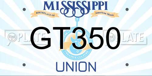 GT350 Mississippi License Plate